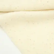 極上の柔らかさの米白色ダイヤモンド格子柄のキラキラした毛茸茸のニット羊毛生地