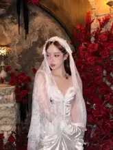 白十字架のパールネットベールヘアアクセサリー【ハロウィン・コスプレ用】