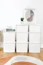 ホワイト収納ボックス【家庭用・厚型プラスチック・防塵・蓋付き・大容量】