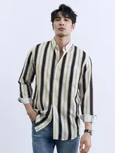 夏用 薄手イタリアンカラーストライプシャツ【ビジネスカジュアル・長袖・ノーアイロン】
