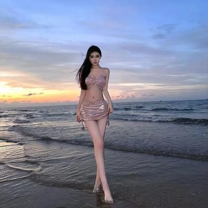 ビキニ【純欲セクシー・水晶装飾・三点セット・リゾート・温泉用】（セットアップ対応）
