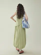 北島AMUU 不規則ヘム 無袖 シワ加工トップス セットアップ【夏用・カジュアル】
