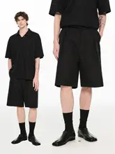 麻混紡コットン製 メンズルーズフィットショートパンツ【ヴィンテージスタイル・五分丈・カジュアル】（セットアップ対応）