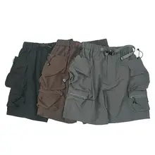 アウトドア機能性 日本風ビンテージ タッチ素材 多ポケット作業用ショートパンツ【日常使い・フィット・膝上丈】