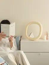 MUID 卓上ミラー【クリーム風・壁掛け・持ち運び可能・洗面台用】