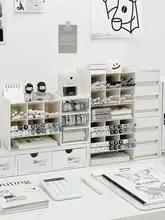 子供用デスク収納ボックス【斜め挿入式・引き出し付き・マーカー収納・多機能】