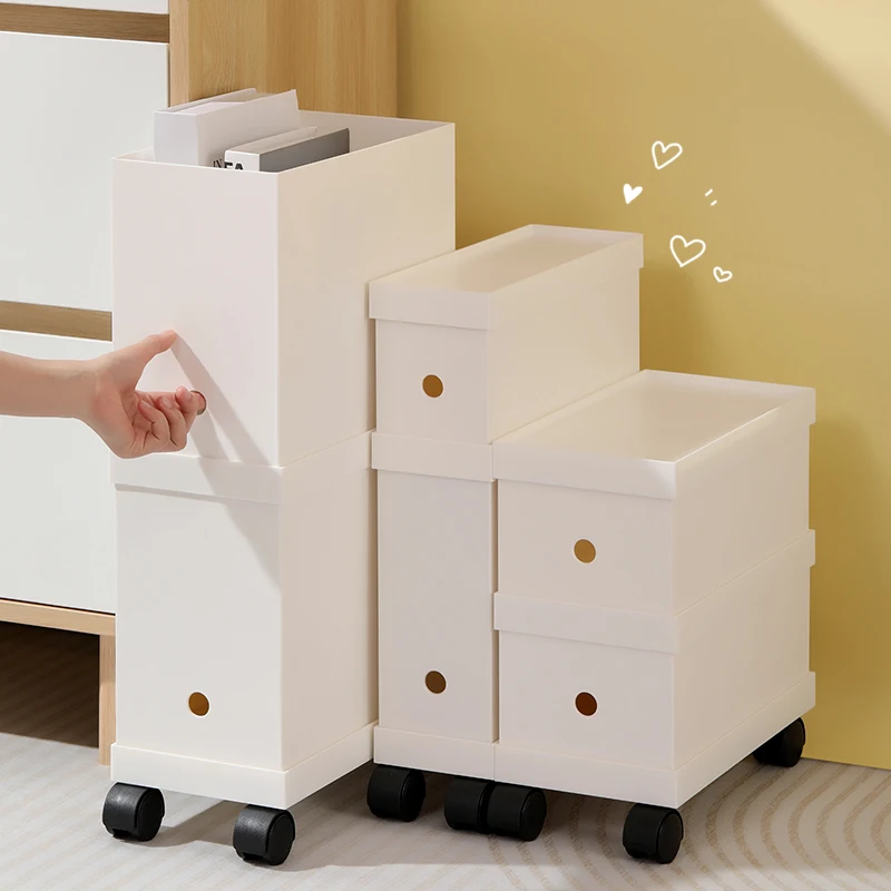 引き出し式収納ボックス：30×30ボックスのスリムデザインと防塵蓋によるデスク周辺収納効果