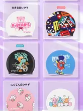 子供用シリコン製水泳帽子【かわいいアニメプリント・防水・ヘアプロテクション】