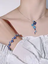 紅剛玉の五弁花デザインネックレス＆ブレスレット【ジルコニア・お洒落な高級感・モダンスタイル】（セットアップ対応）