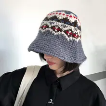 秋冬用 ヴィンテージ風 フィッシャーハット【韓国スタイル・ニット・文藝デザイン】