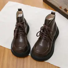 荷葉フリルデザインのレトロマーチンブーツ【長毛絨・保温性・厚底・女性用】