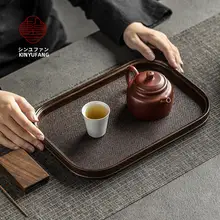 竹製長方形トレー【和風デザイン・編み込まれた表面・茶用・食事用】
