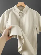 異なる触感の重厚リネンコットン半袖シャツ【夏用・男女兼用・薄手・ゆったりデザイン】