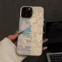 海洋水彩の小魚デザインスマートフォンケース【iPhone・Android対応】