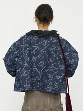 竹の模様が特徴的なデニムジャケット【ショート丈・フリル付き】