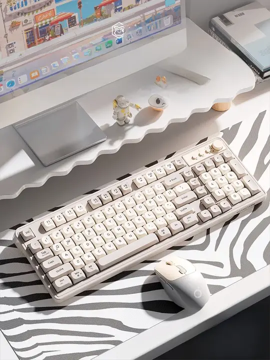 静音メカニカルタッチワイヤレスキーボードとマウス【女性向け・オフィス用・ゲーム対応・Bluetooth接続】（セットアップ対応）