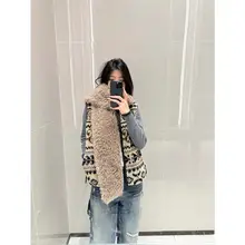 デザイン性のあるハイネックジップアップベスト【秋冬・レトロ・シープフリース・無袖】