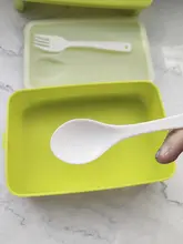 かわいいデザインの一層プラスチックお弁当箱【取り外し可能なカトラリー付き・学生・ビジネス向け】
