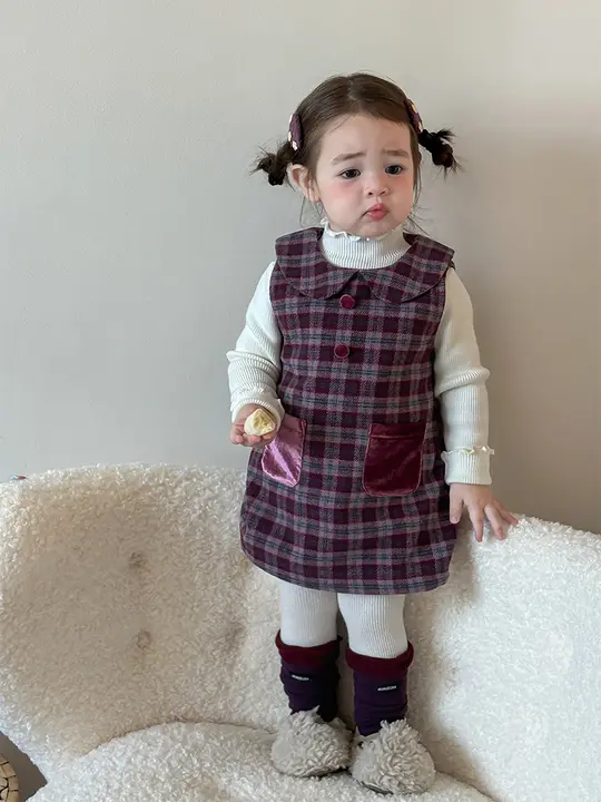 秋冬用の子供向けドレス【加厚・バックレス・プリンセススタイル】（セットアップ対応）