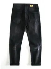 おしゃれな黒のダメージデニムパンツ【スタッズ付き・フィット感・秋冬用】（セットアップ対応）