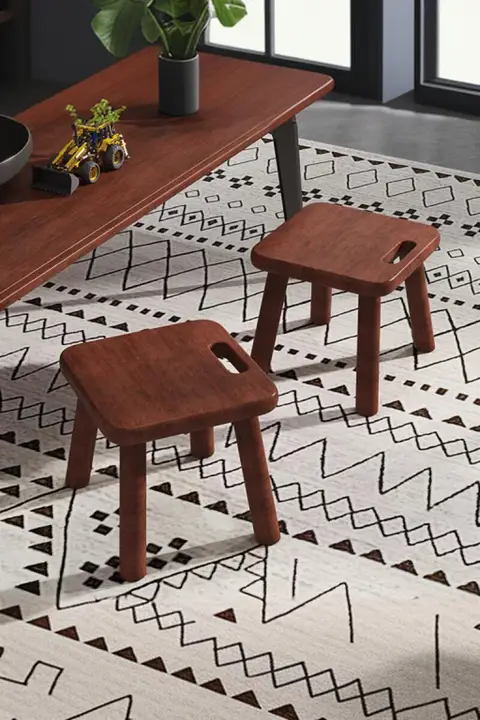 無垢材 取っ手付きスツール 家庭用 リビング 玄関 用靴椅子 幼児教育用椅子