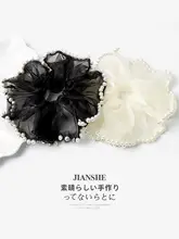 パール付きメッシュヘアゴム【超大丸子用・おしゃれ・伸縮性あり】