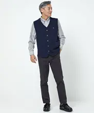 春用 メンズ 編み込みカジュアルベスト