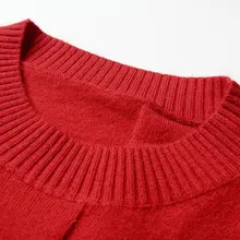 魅力的な配色デザインの長袖ニットトップス【微ストレッチ・スタイルアップ効果・秋冬用】