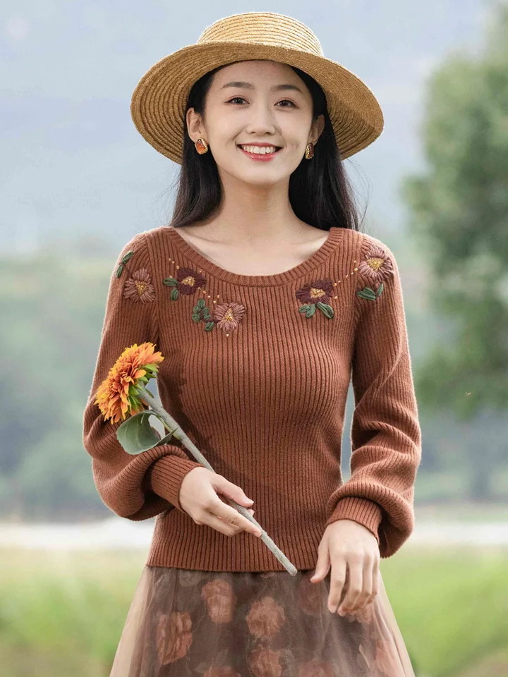 小柄女性向けニットデザインのセーターとスカート【秋季新作・極上の柔らかさ】（セットアップ対応）