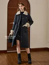 中綿コート レディース ファーカラー 菱形キルティング ロング丈 上品 きれいめ 冬