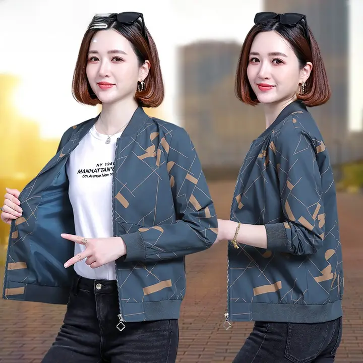 レディース 春用ショートベースボールジャケット【薄手・カジュアル・秋用】