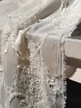 透け感のある創造的な小流蘇の立体テクスチャー生地【淡杏色・カーテンや衣服デザイン用】