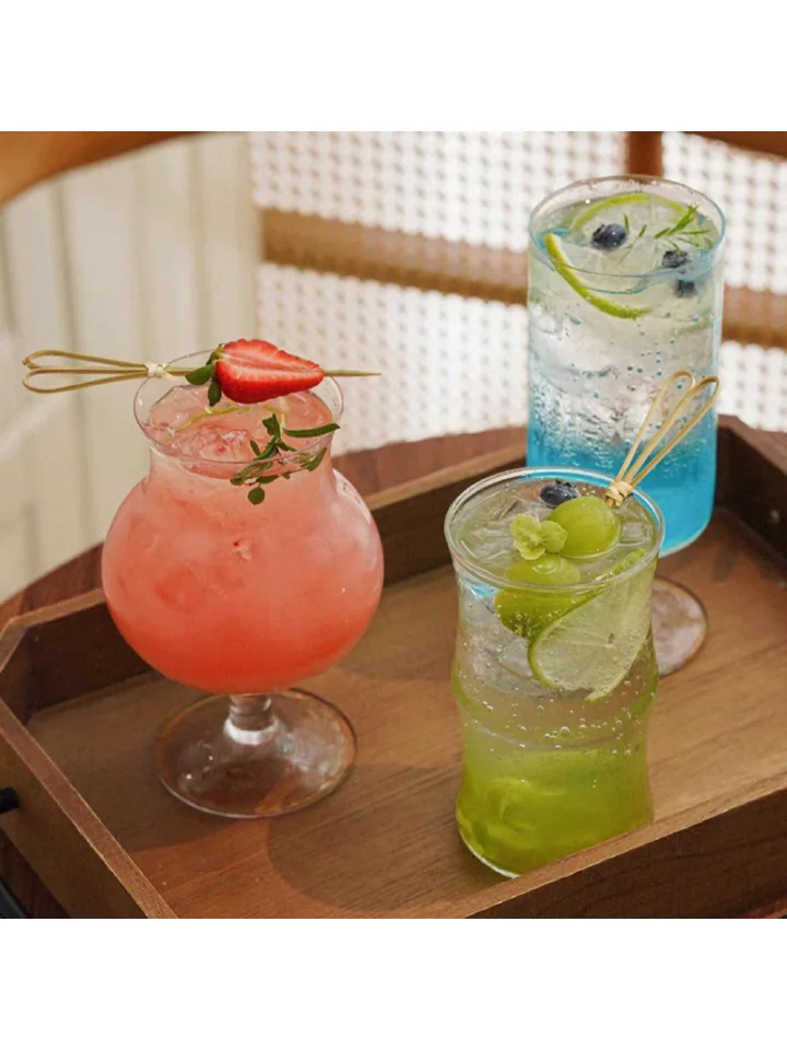おしゃれなガラスジュースカップ【飲み物・カクテル・フルーツティー用】