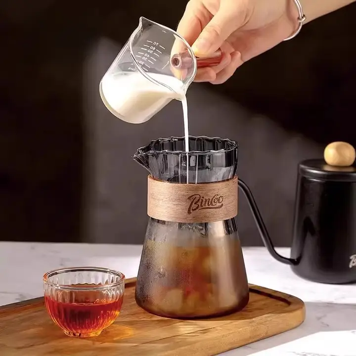 ガラス製ハンドドリップコーヒーポットとコーヒーカップ【防湯・冷淬エコデザイン】（セットアップ対応）