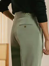 春夏用チェック柄ストレートパンツ【高ウエスト・ドレープ・カジュアル】（セットアップ対応）