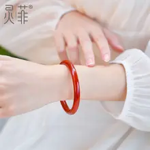 天然赤メノウ製女性用ブレスレット【繊細なデザイン・クリスタル玉】