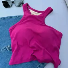 白色のキャミソール【夏用・美背デザイン・運動対応・胸パッド付き】
