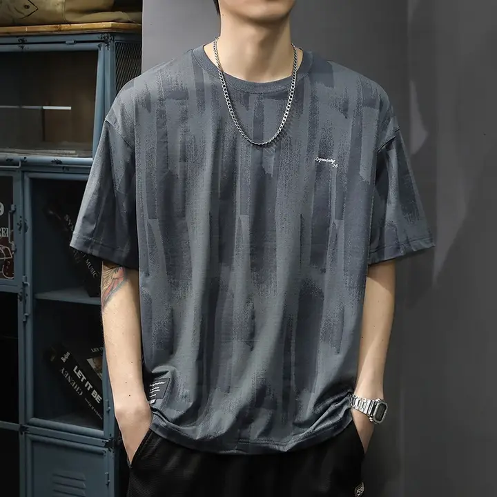 夏用 冷感アイスシルク 半袖Tシャツ【ゆったりした大きめサイズ・速乾・スポーツ用】