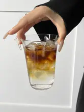 広口デザインのアイスアメリカーノグラス【シンプル・透明ガラス・冷飲用】