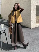 新中式デザインの盤扣付きベスト【女性用・秋季・レトロ・高級感】（セットアップ対応）