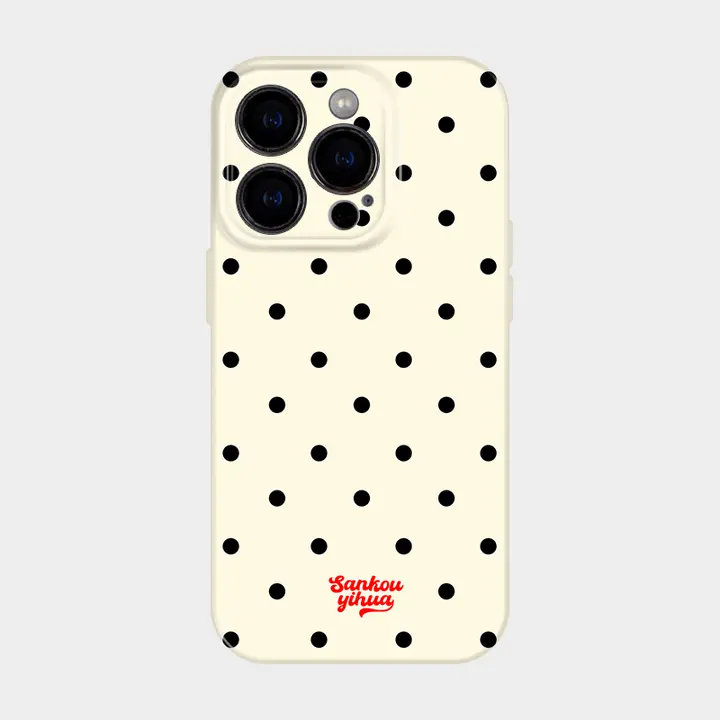 ドット柄クリーム米iPhone用ケース【適応機種・芸術的な韓国風デザイン・特別感】