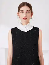 秋冬用レイヤリングフリル付きフェイクカラー【首元保護・スリム効果・ボタン付き・女性用】