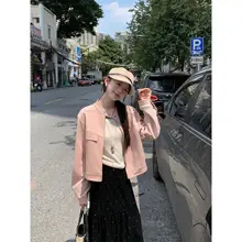短丈ジャケット【ブラウン・美しいディテール・大人女子向け】（セットアップ対応）