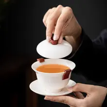 白瓷製の茶セット【シンプルデザイン・家庭用・陶器・ティーカップ・ギフトボックス入り】（  セットアップ対応）