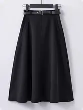 黒のスカート 女性 秋冬 ハイウエスト Aラインスカート ビジネス スーツスカート 中丈 パラソルスカート 質感