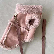 犬服 小型犬向け リードつける 保温ベスト 秋冬用