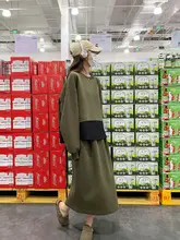 ミリタリーグリーン カジュアルパーカーとスカートの2点セット【春秋向け・感・運動対応】（セットアップ対応）
