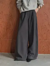 米白色 直筒ワイドレッグパンツ【女性用・フィット・冬用】（セットアップ対応）