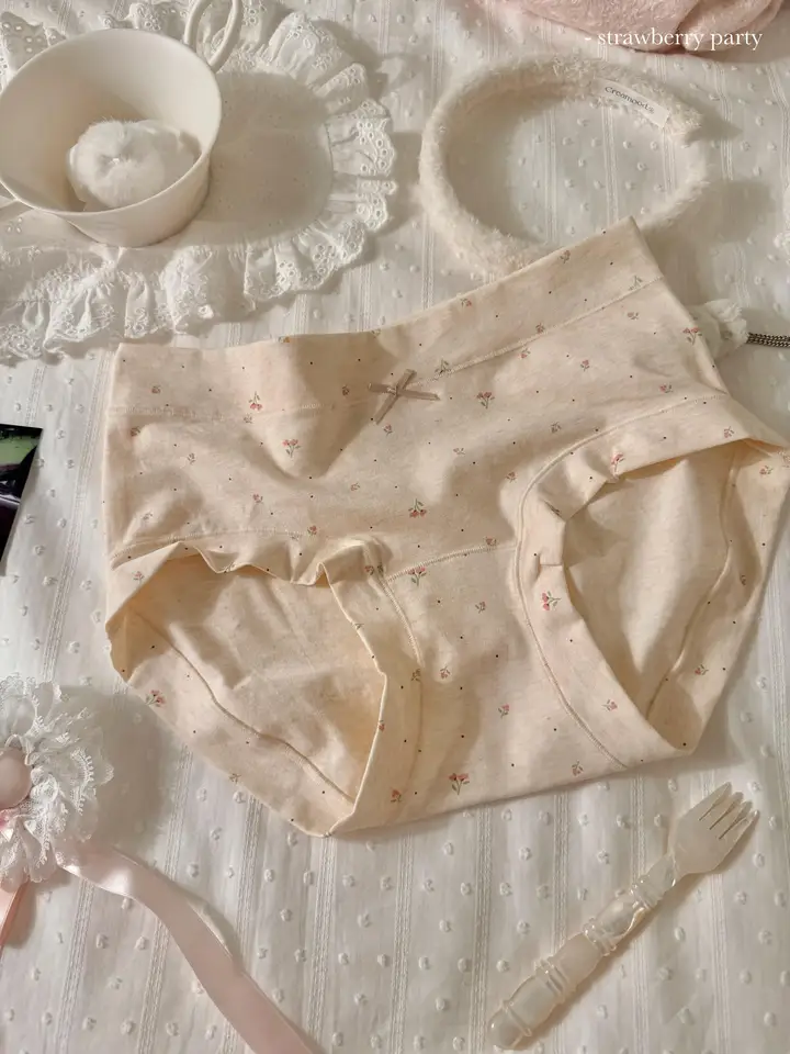 フラワープリントのフレンチスタイルパンティ【抗菌・ロングクロッチ】（セットアップ対応）