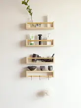 小木良品 キッチン壁掛け収納ラック【無垢材・調味料用・日本風デザイン】